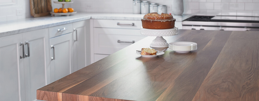 Wide Planked Walnut Laminte Countertop