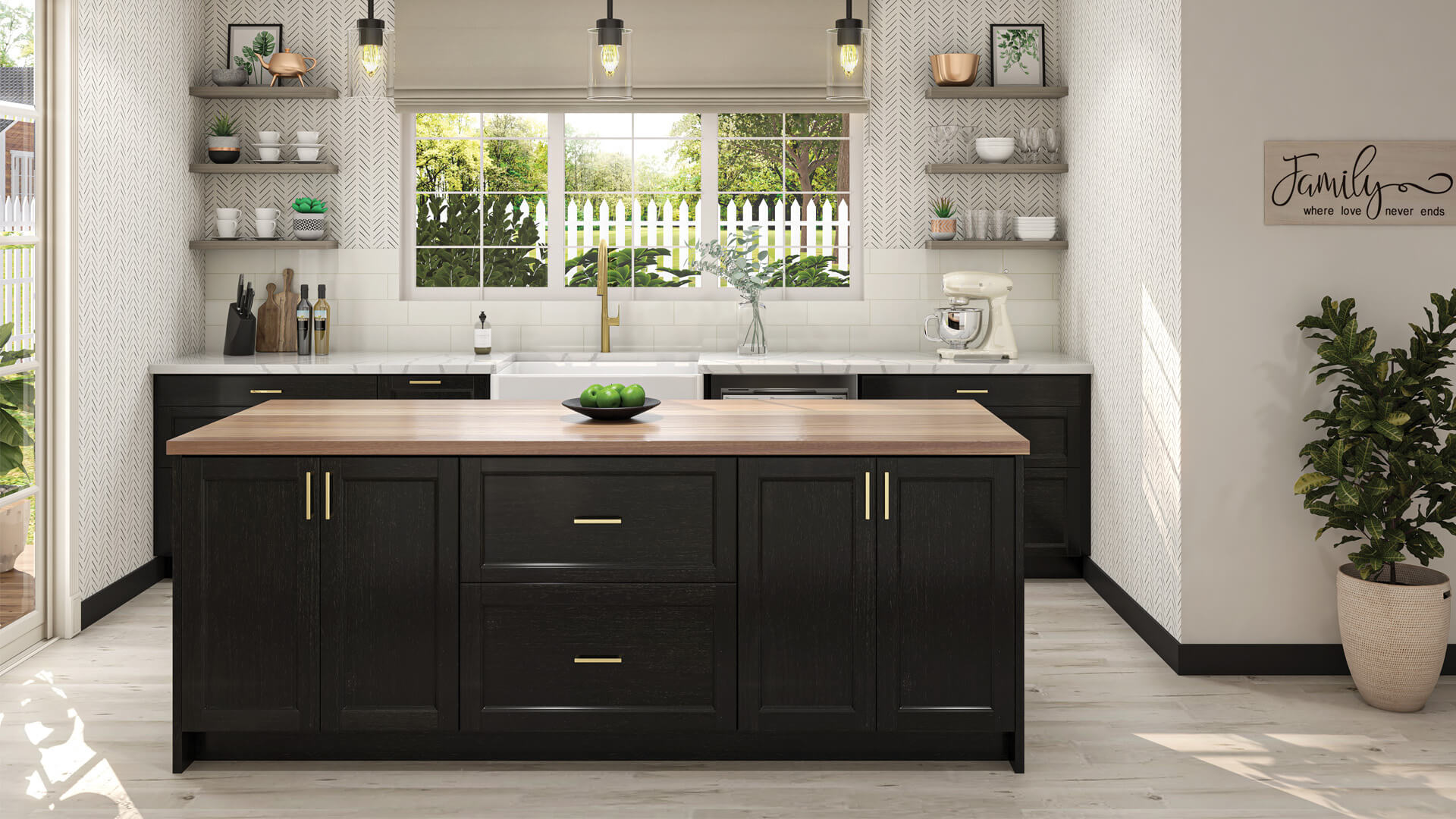 Laholm Black Cabinets in a bold kitchen scene