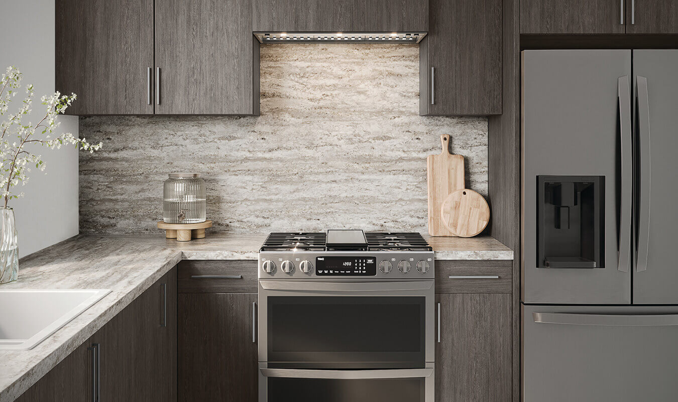 Fantasy Brown Countertop and Wall Backsplash Kitchen